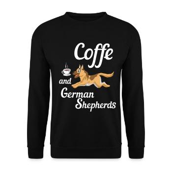 Coffee And German Shepherd - Unisex Sweatshirt - black - Front - Alina (178cm) & Michal (187cm)