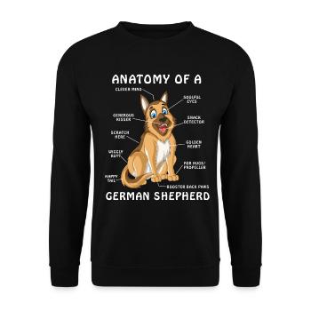 German Shepherd Anatomy - Unisex Sweatshirt - black - Front - Alina (178cm) & Michal (187cm)