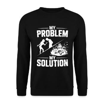Passionné de courses de boue Mon problème Mon pictogramme Papa - Sweat-shirt Unisexe - noir - Devant - Alina (178cm) & Michal (187cm)