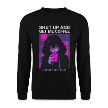 Tais-toi et prends-moi un café Anime Coffee Phonk Music - Sweat-shirt Unisexe - noir - Devant - Alina (178cm) & Michal (187cm)