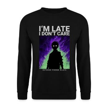 Je suis en retard je m’en fous Spruch gamer phonk esthétique - Sweat-shirt Unisexe - noir - Devant - Alina (178cm) & Michal (187cm)