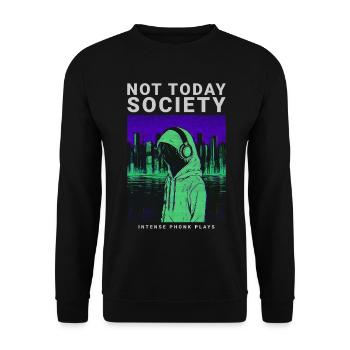 Pas aujourd’hui Société Phonk Musique Esthétique Avant-gardiste - Sweat-shirt Unisexe - noir - Devant - Alina (178cm) & Michal (187cm)