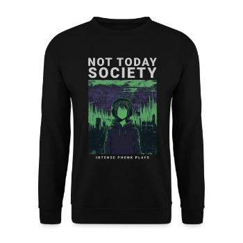 Pas aujourd’hui Société Phonk Musique Esthétique Avant-gardiste - Sweat-shirt Unisexe - noir - Devant - Alina (178cm) & Michal (187cm)