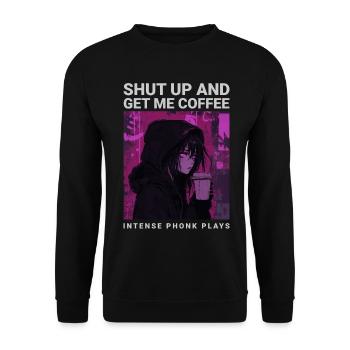 Tais-toi et apporte-moi un café Anime Girl Coffee Phonk - Sweat-shirt Unisexe - noir - Devant - Alina (178cm) & Michal (187cm)