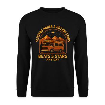 Dormir sous un milliard d’étoiles Van Camping - Sweat-shirt Unisexe - noir - Devant - Alina (178cm) & Michal (187cm)