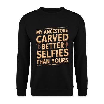 Petroglyph Petroglyphs Craved Selfies - Unisex Sweatshirt - black - Front - Alina (178cm) & Michal (187cm)