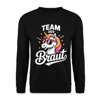 Unicorn Team Braut Design Einhorn  Hochzeit Humor - Unisex Pullover - Schwarz - Vorne - Alina (178cm) & Michal (187cm)