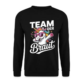 Unicorn Team Braut Design Einhorn  Hochzeit Humor - Unisex Pullover - Schwarz - Vorne - Alina (178cm) & Michal (187cm)