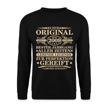 Original since 2009 Vintage - 16th Birthday - Unisex Sweatshirt - black - Front - Alina (178cm) & Michal (187cm)