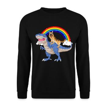 Balade en dinosaure du berger allemand - Sweat-shirt Unisexe - noir - Devant - Alina (178cm) & Michal (187cm)