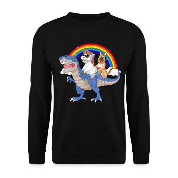 German Shepherd Unicorn Adventure - Unisex Sweatshirt - black - Front - Alina (178cm) & Michal (187cm)