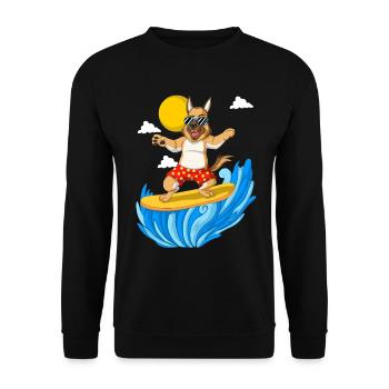 Surfing German Shepherd Dog - Unisex Sweatshirt - black - Front - Alina (178cm) & Michal (187cm)