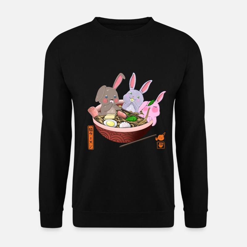 Kawaii Kaninchen essen Ramen - Unisex Pullover - Schwarz