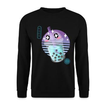 Kawaii Bubble Tee Illustration - Unisex Pullover - Schwarz - Vorne - Alina (178cm) & Michal (187cm)