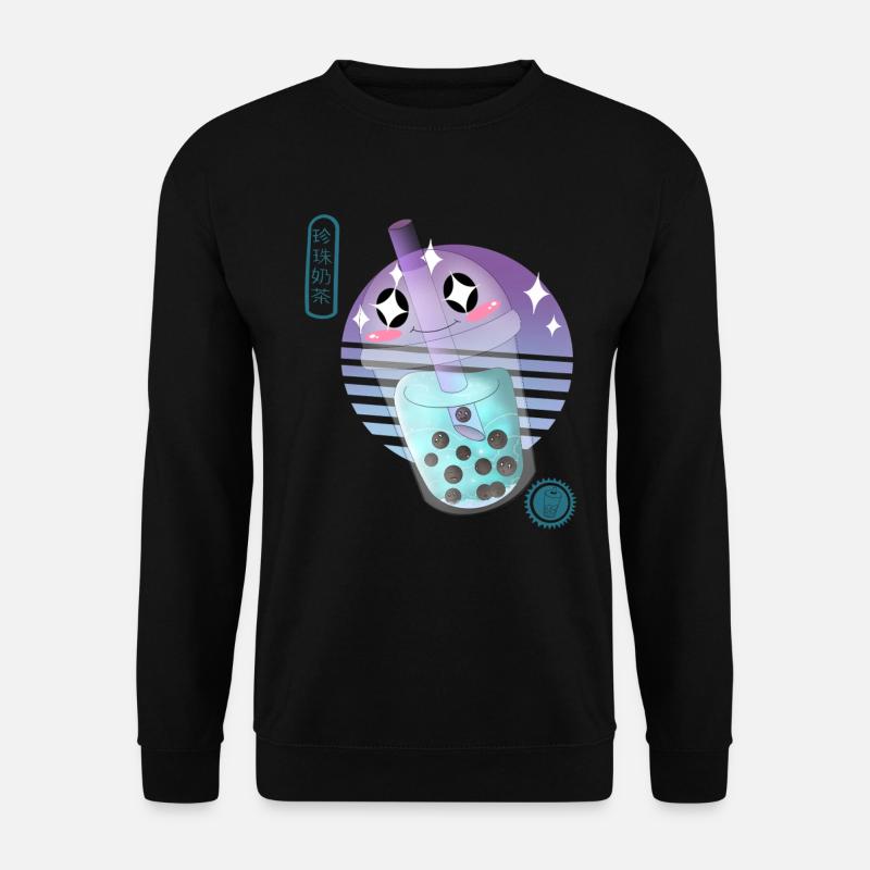 Kawaii Bubble Tee Illustration - Unisex Pullover - Schwarz