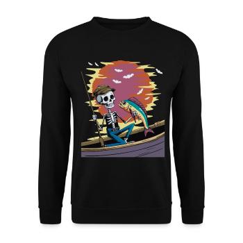 Pêcheur squelette au coucher du soleil coryphène mahi - Sweat-shirt Unisexe - noir - Devant - Alina (178cm) & Michal (187cm)