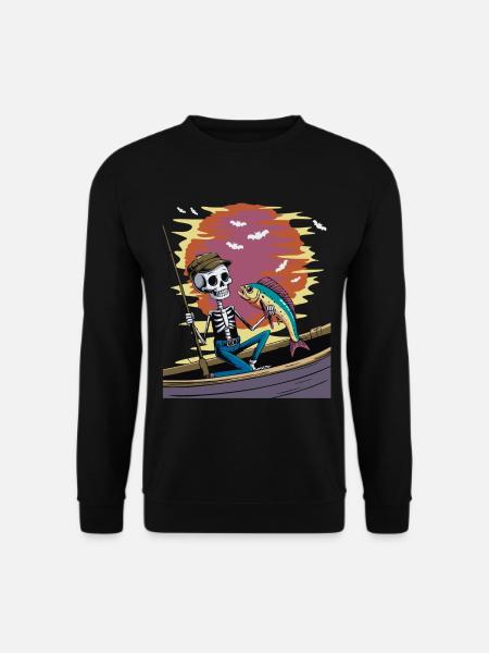 Skeleton angler at sunset dolphinfish mahi - Unisex Sweatshirt - black
