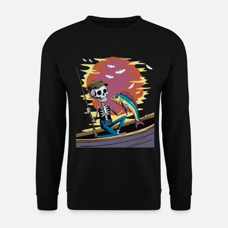 Skeleton angler at sunset dolphinfish mahi - Unisex Sweatshirt - black