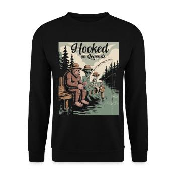 Conception de pêche humoristique avec Bigfoot, extraterrestres, etc. - Sweat-shirt Unisexe - noir - Devant - Alina (178cm) & Michal (187cm)