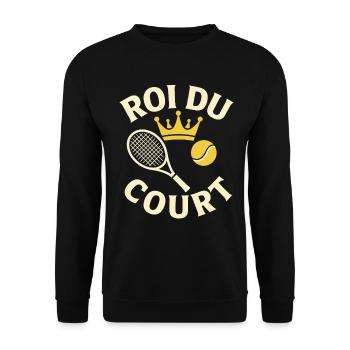 König des Platzes Geschenk Tennisspieler - Unisex Pullover - Schwarz - Vorne - Alina (178cm) & Michal (187cm)