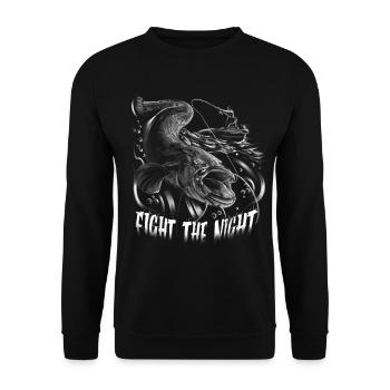 Wels, Waller, Welsangeln, Poisson-chat, Combattre la nuit - Sweat-shirt Unisexe - noir - Devant - Alina (178cm) & Michal (187cm)