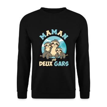 Mom of Two Boys Loving and Funny Mom Gift - Unisex Sweatshirt - black - Front - Alina (178cm) & Michal (187cm)