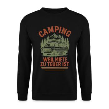 Camping Weil Miete Zu Teuer Ist lustiger Camper - Unisex Pullover - Schwarz - Vorne - Alina (178cm) & Michal (187cm)