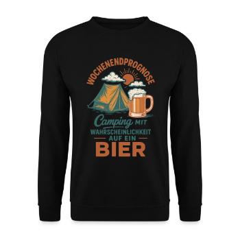 Wochenendprognose Camping Mit Bier - Unisex Pullover - Schwarz - Vorne - Alina (178cm) & Michal (187cm)