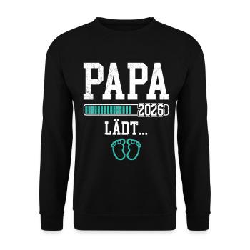 Bald Papa PAPA 2026 LÄDT LUSTIG - Unisex Pullover - Schwarz - Vorne - Alina (178cm) & Michal (187cm)