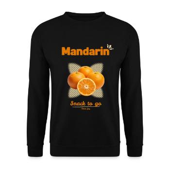 Mandarine | En-cas à emporter | Plaisir des agrumes - Sweat-shirt Unisexe - noir - Devant - Alina (178cm) & Michal (187cm)