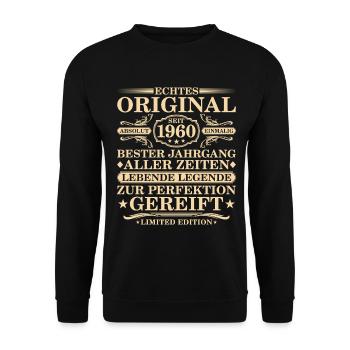 Original since 1960 - 65th birthday - Unisex Sweatshirt - black - Front - Alina (178cm) & Michal (187cm)