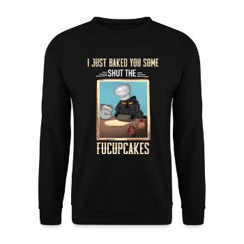 Chat, je viens de te faire cuire des fucupcakes fermés - Sweat-shirt Unisexe - noir - Devant - Alina (178cm) & Michal (187cm)