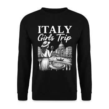 Italienische Mädchenreise Illustrationsdesign - Unisex Pullover - Schwarz - Vorne - Alina (178cm) & Michal (187cm)