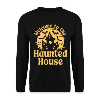 Welcome to the Haunted House - Unisex Sweatshirt - black - Front - Alina (178cm) & Michal (187cm)