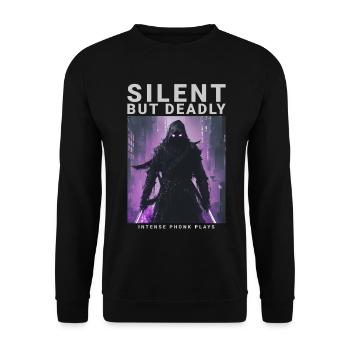 Silent But Deadly Anime Gamer Phonk Geschenk - Unisex Pullover - Schwarz - Vorne - Alina (178cm) & Michal (187cm)