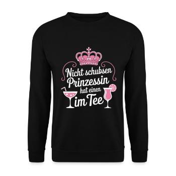 Prinzessin nicht schubsen JGA Party Mallorca Malle - Unisex Pullover - Schwarz - Vorne - Alina (178cm) & Michal (187cm)