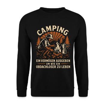 Camping design with humor for enthusiastic campers - Unisex Sweatshirt - black - Front - Alina (178cm) & Michal (187cm)