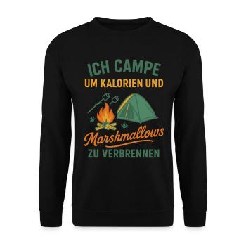 I camp to burn calories Camping Holidays - Unisex Sweatshirt - black - Front - Alina (178cm) & Michal (187cm)
