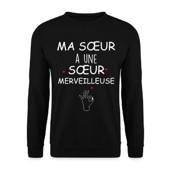 My Sister Has a Wonderful Sister - Unisex Sweatshirt - black - Front - Alina (178cm) & Michal (187cm)