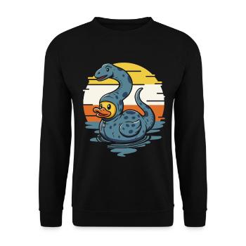 Drôle de reptile d’eau avec canard en caoutchouc Brontosaure - Sweat-shirt Unisexe - noir - Devant - Alina (178cm) & Michal (187cm)