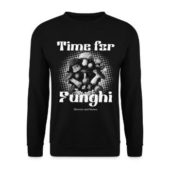 Time for Funghi - Pilze und Herbst - Unisex Pullover - Schwarz - Vorne - Alina (178cm) & Michal (187cm)