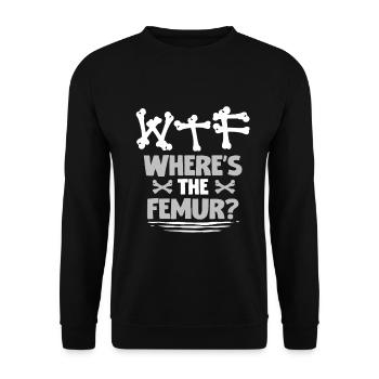 Gebrochener Oberschenkel Where's The Femur? - Unisex Pullover - Schwarz - Vorne - Alina (178cm) & Michal (187cm)