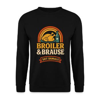 Broiler &amp; Brause – Retro Ostalgie since then - Unisex Sweatshirt - black - Front - Alina (178cm) & Michal (187cm)