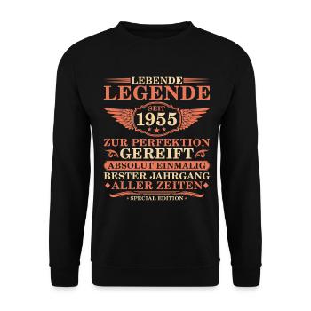 70th Birthday Vintage Year 1955 - Unisex Sweatshirt - black - Front - Alina (178cm) & Michal (187cm)