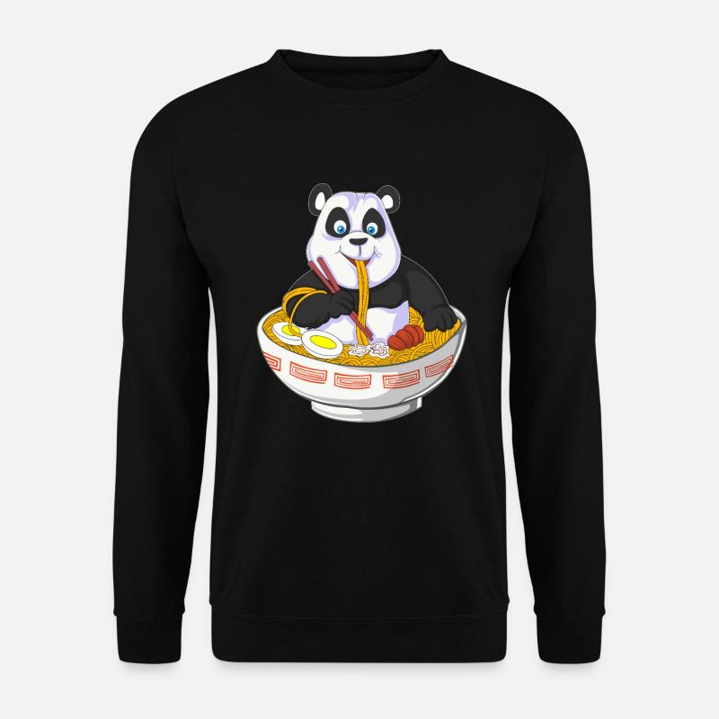 Panda Chef mit Nudelschüssel Design - Unisex Pullover - Schwarz