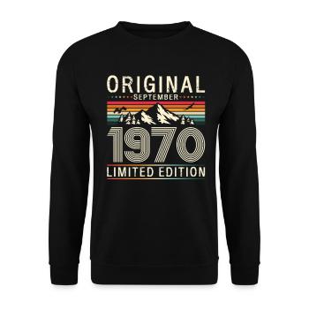 55e anniversaire Original septembre 1970 - Sweat-shirt Unisexe - noir - Devant - Alina (178cm) & Michal (187cm)