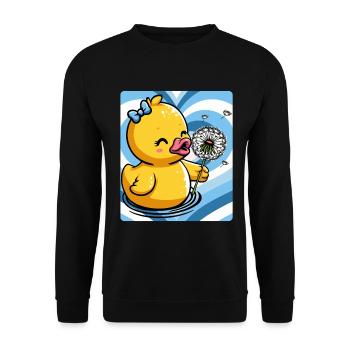Cute duck charm with dandelion - Unisex Sweatshirt - black - Front - Alina (178cm) & Michal (187cm)