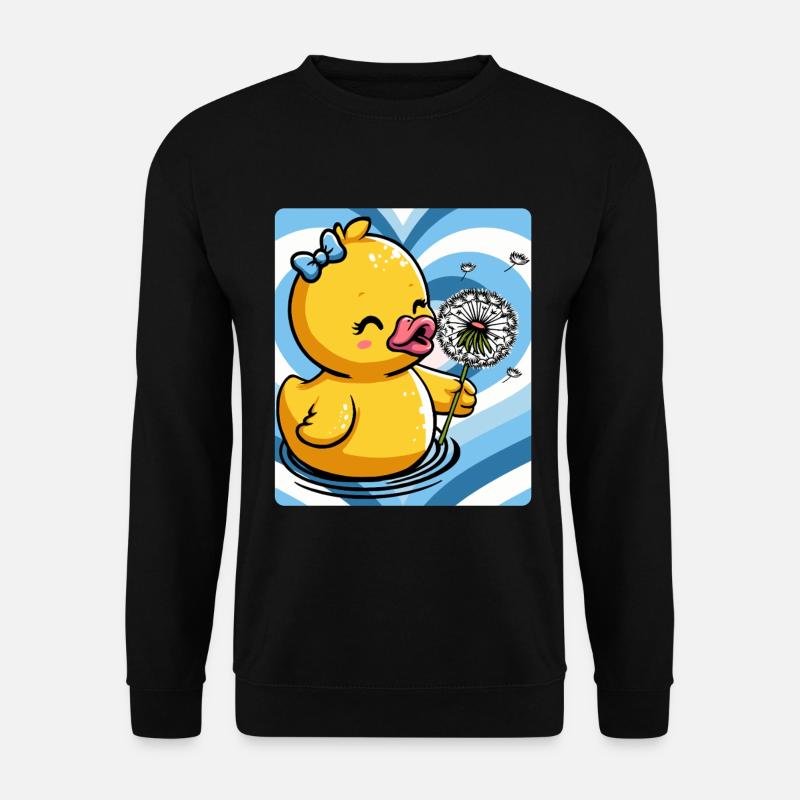 Breloque canard mignon avec pissenlit - Sweat-shirt Unisexe - noir