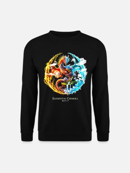 Elemental Chimera – Fire & Water Dragon - Unisex Sweatshirt - black