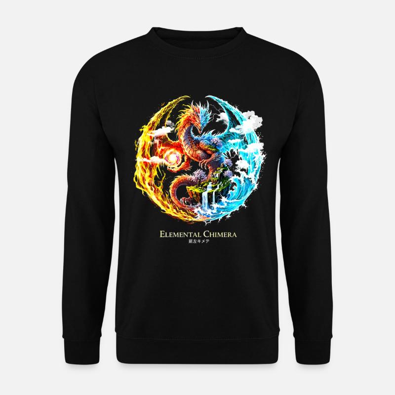 Elemental Chimera – Fire & Water Dragon - Unisex Sweatshirt - black